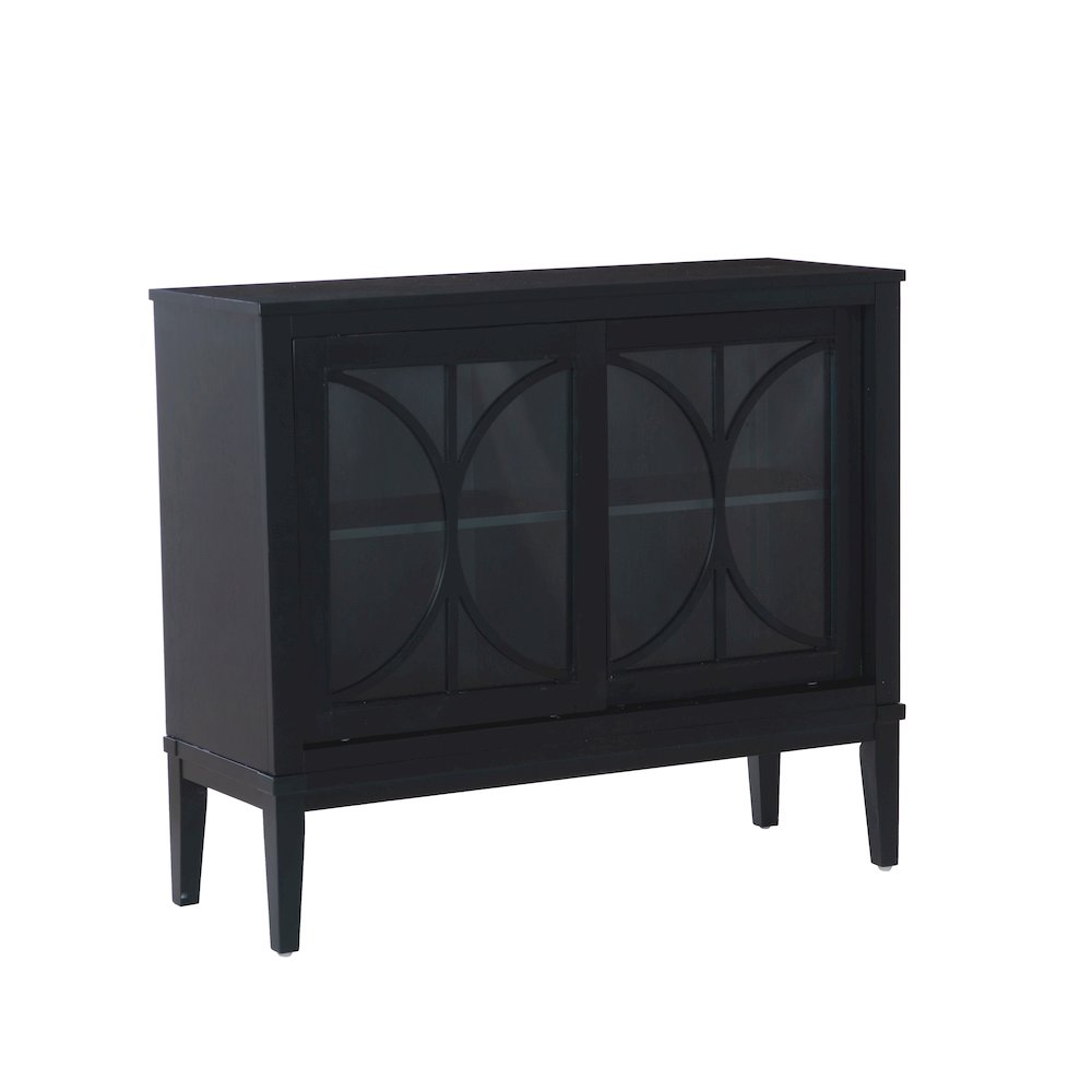 Monroe Wood 2 Sliding Door Accent Cabinet Midnight Blue. Picture 1