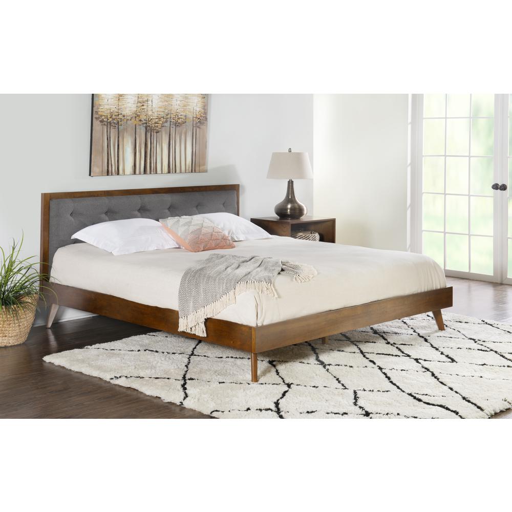 Reid Mid Century Grey Platform King Bed. Picture 6
