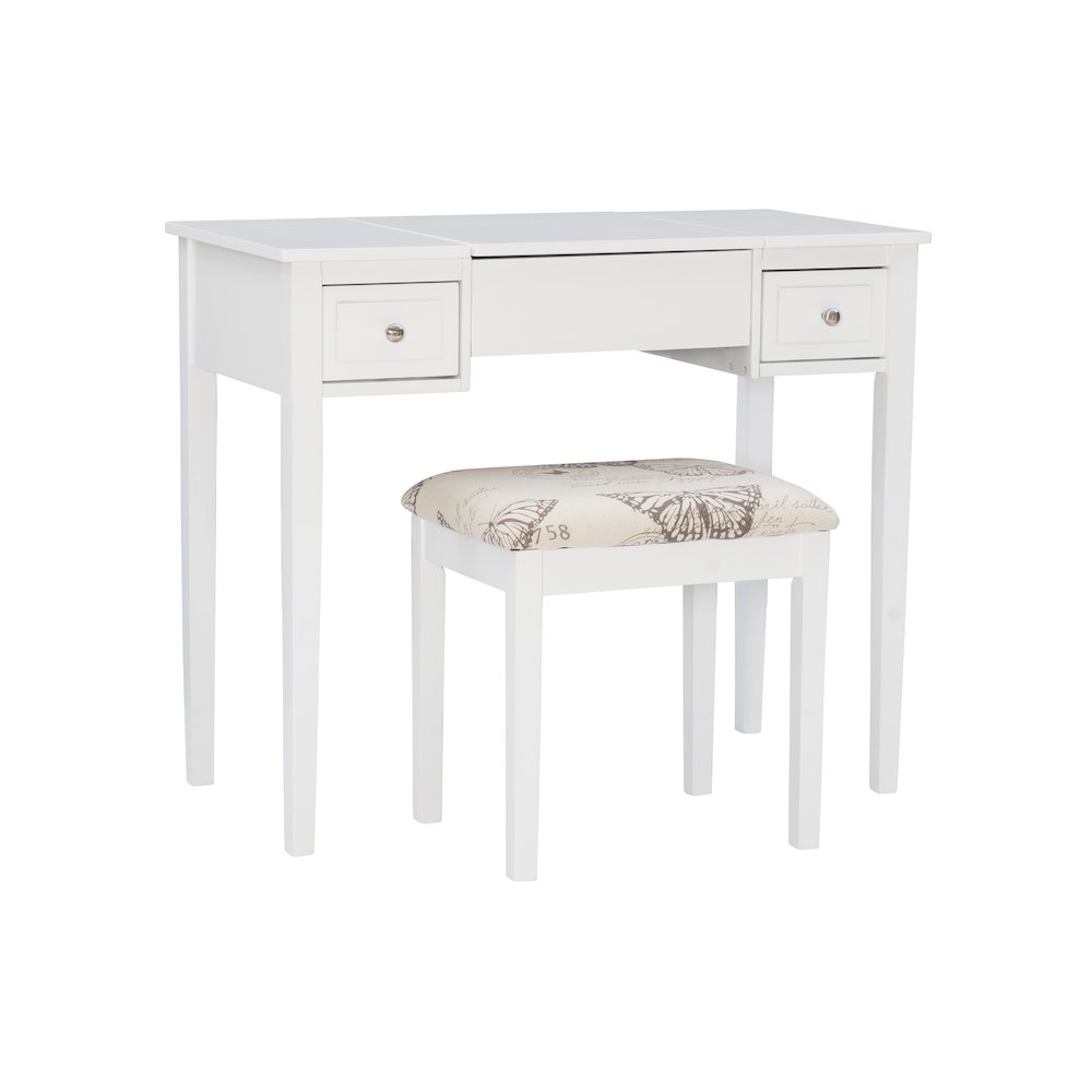 White Butterfly Vanity And Stool. Picture 1