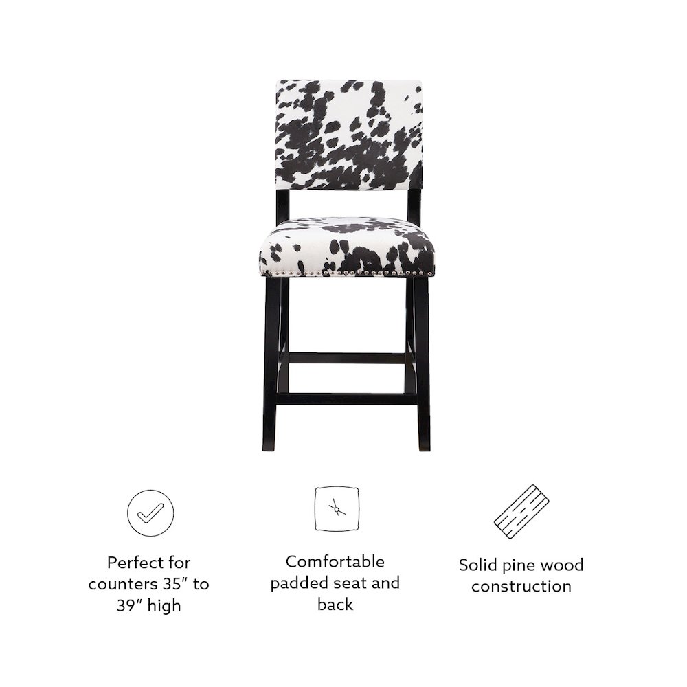 Corey Black Cow Print Counter Stool. Picture 13