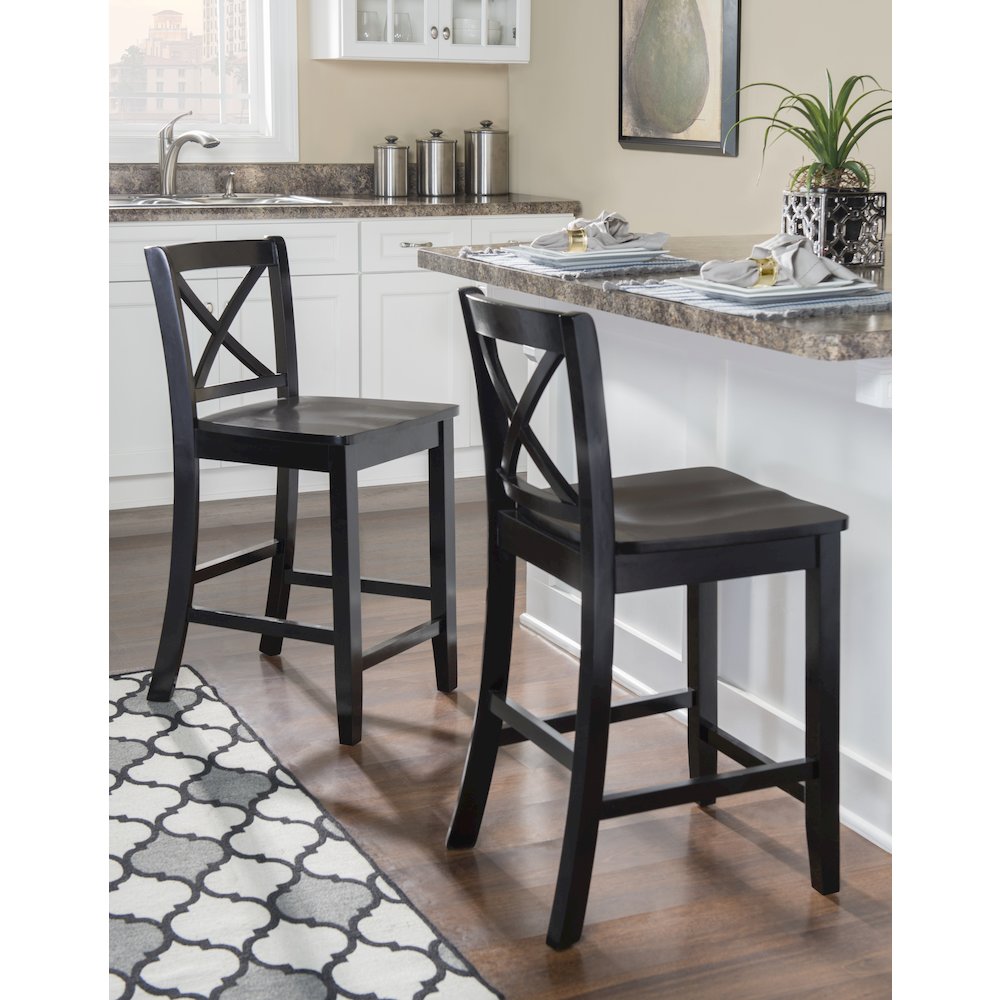 Black 24 In X Back Counter Stool. Picture 2