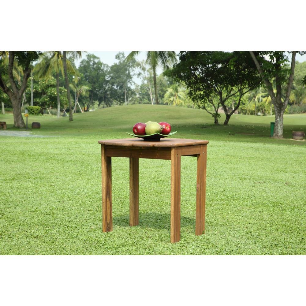 Acacia Outdoor End Table in Brown Solid Wood for Patio and Garden. Picture 5