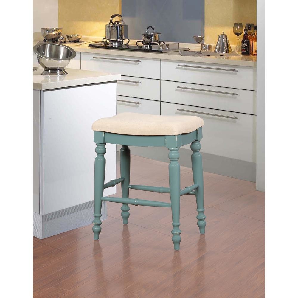Marino Blue Backless Counter Stool with Solid Wood Frame and Foam Seat. Picture 2