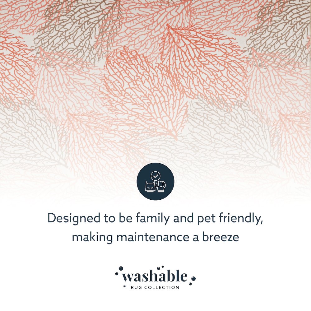 Washable Haylee Ivory/Coral 5x7, Rug. Picture 5