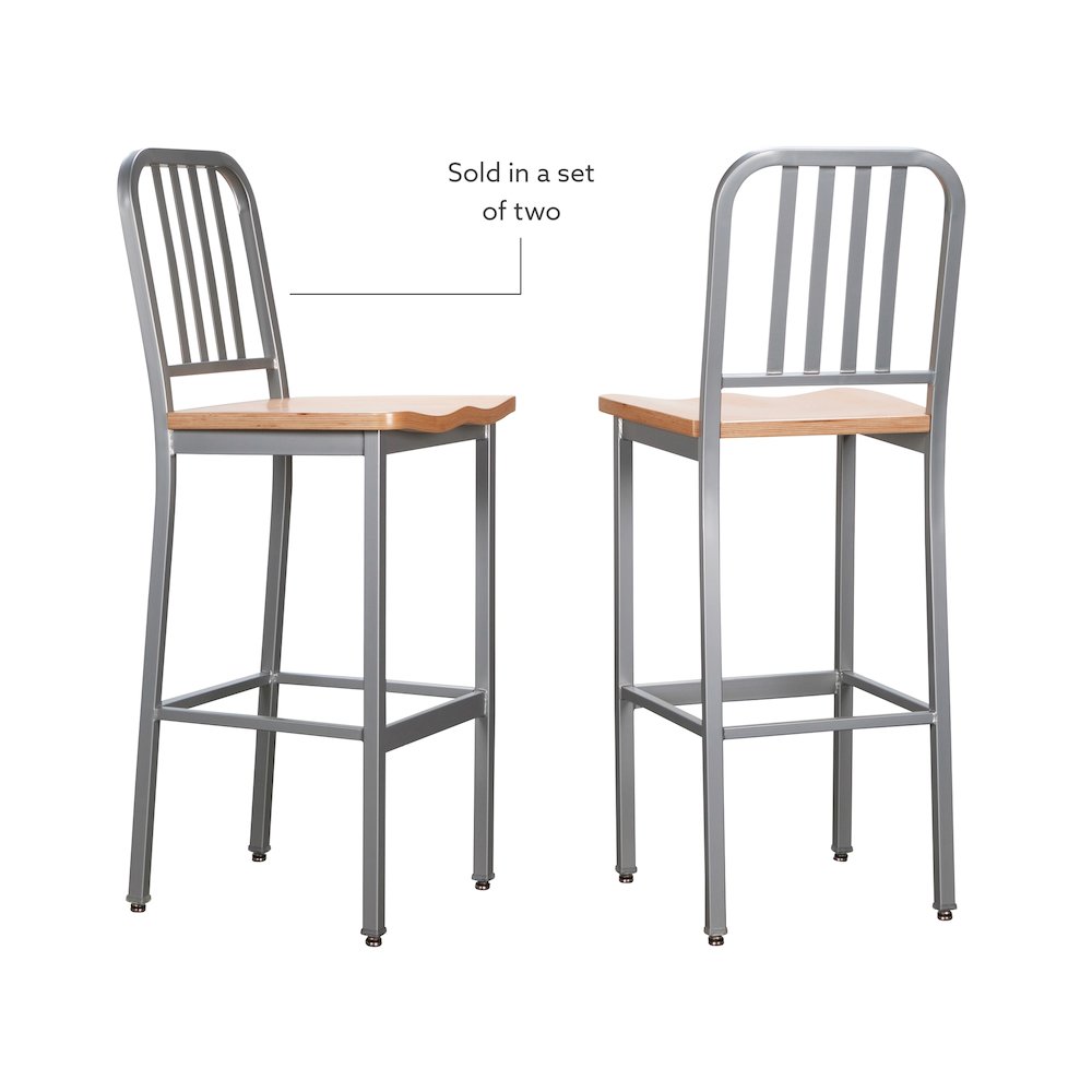 Frazier Metal Barstool Silver Set Of 2. Picture 13