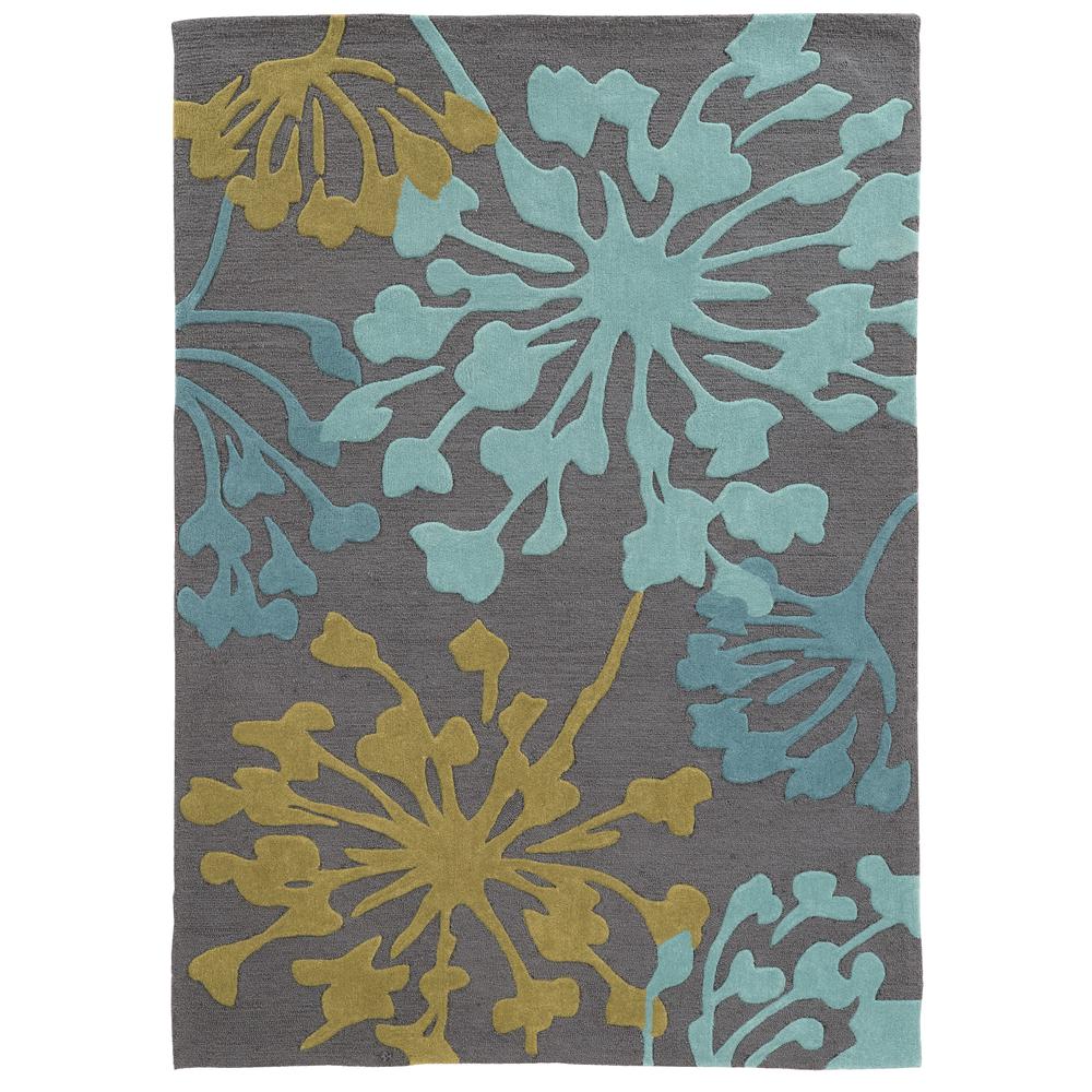 Trio Dandelion Grey & Aqua 1.10x2.10, Rug. Picture 1
