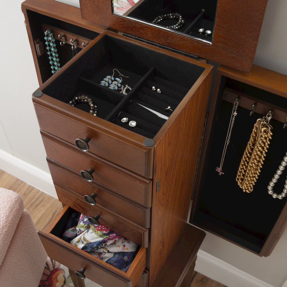 Deep Cherry Jewelry Armoire. Picture 6