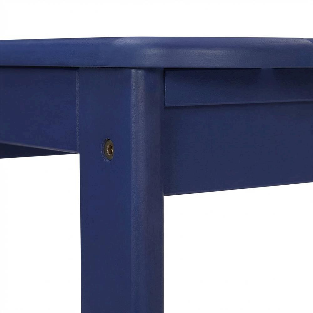 Outdoor End Table In Blue, Acacia Wood Finish, Durable Solid Wood Construction. Picture 6