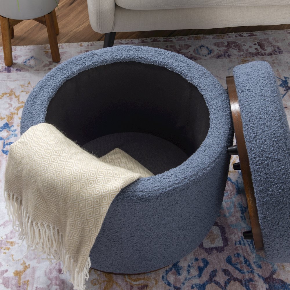Blanche Storage Ottoman Blue Gry Walnut. Picture 4