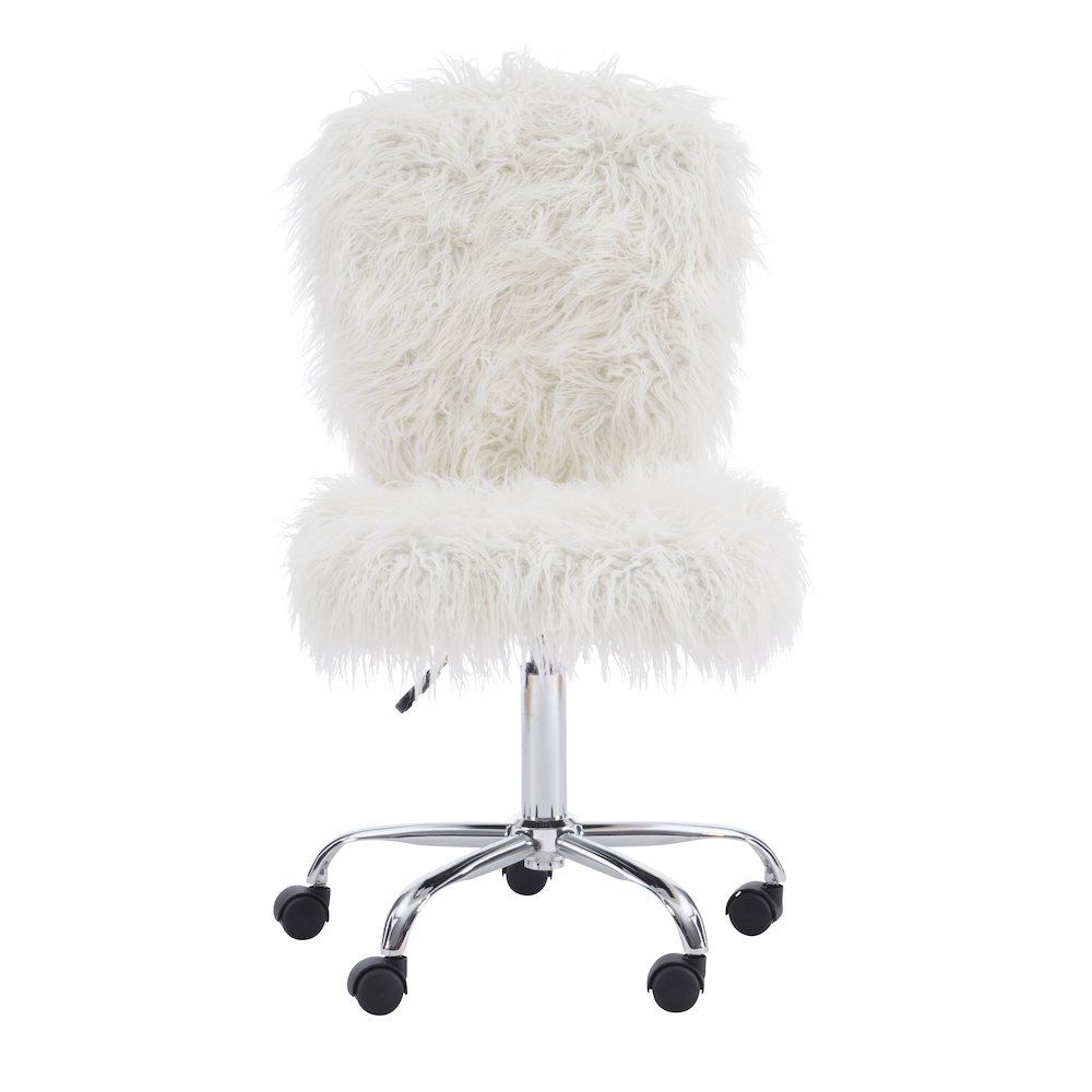 Faux Flokati Armless Office Chair, White. Picture 2