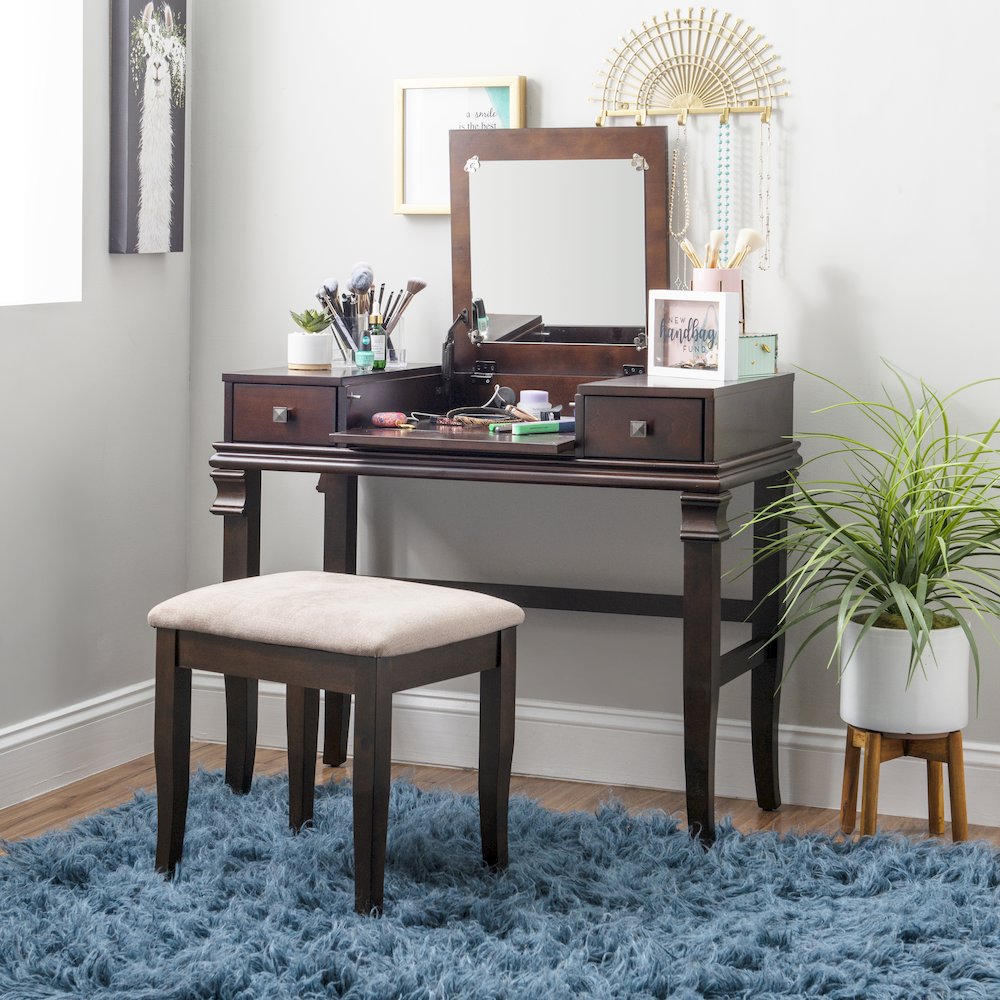 Angela Walnut Vanity Set. Picture 6