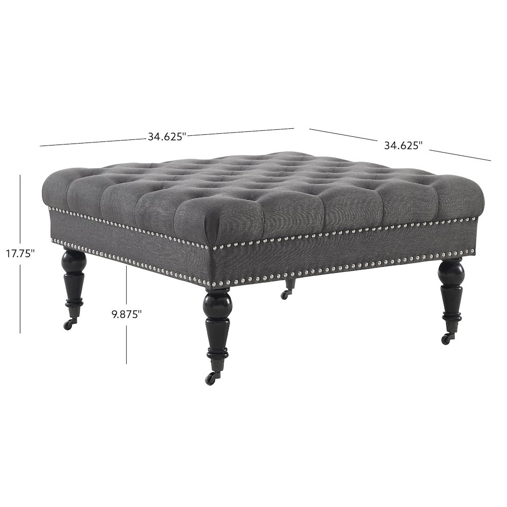 Isabelle Charcoal Square Tufted Ottoman. Picture 5