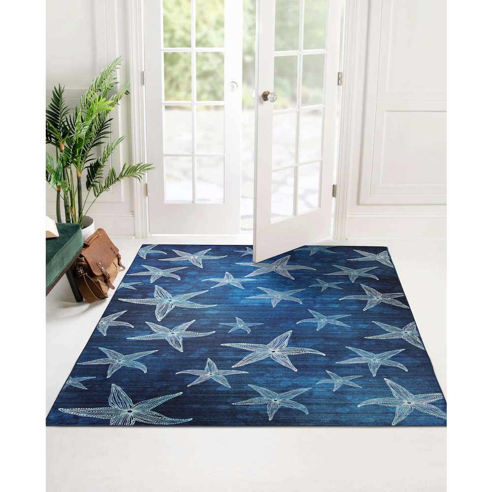 Outdoor Washable Boca Blue & Light Blue 5' X7', Rug. Picture 1