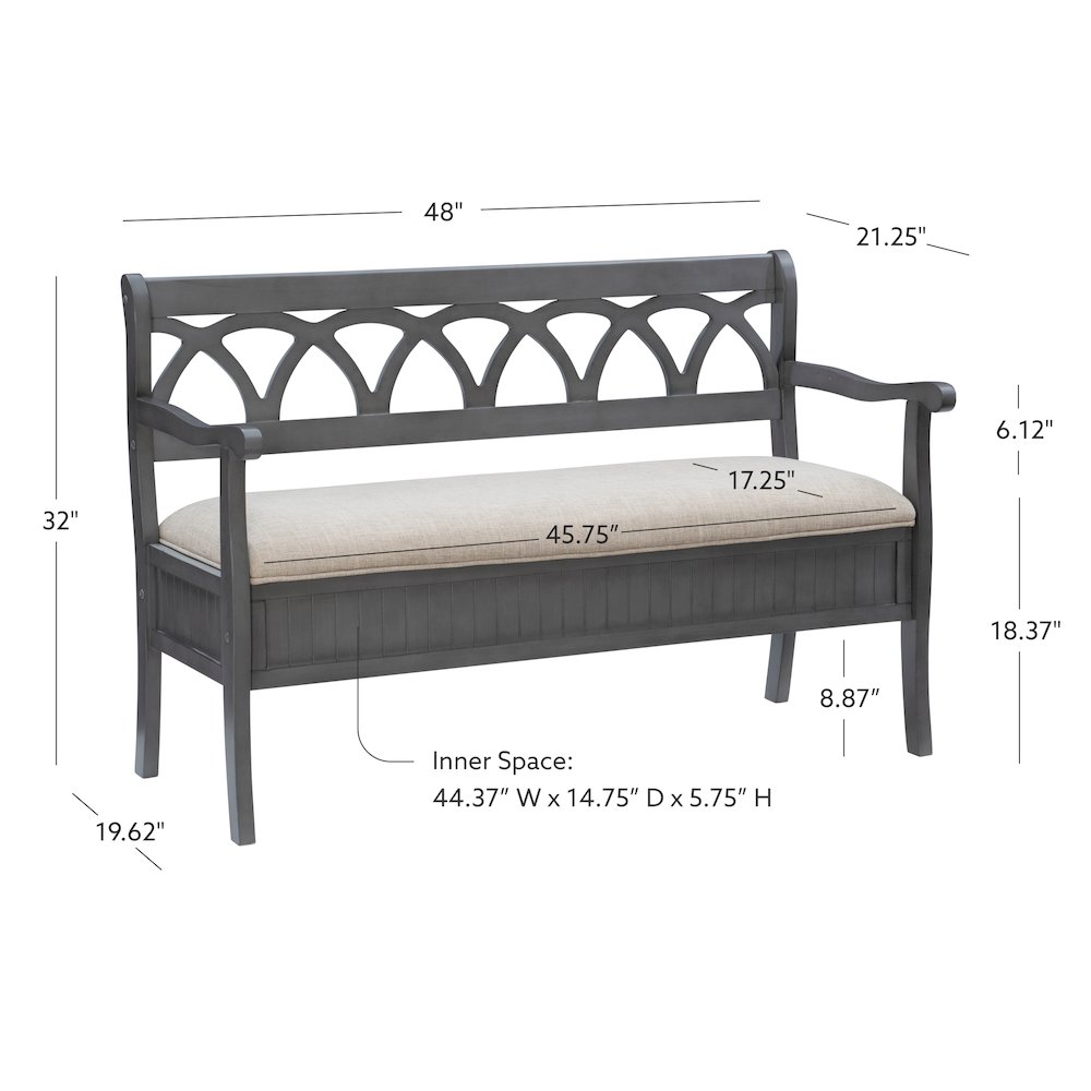 Elliana Storage Bench Grey. Picture 17