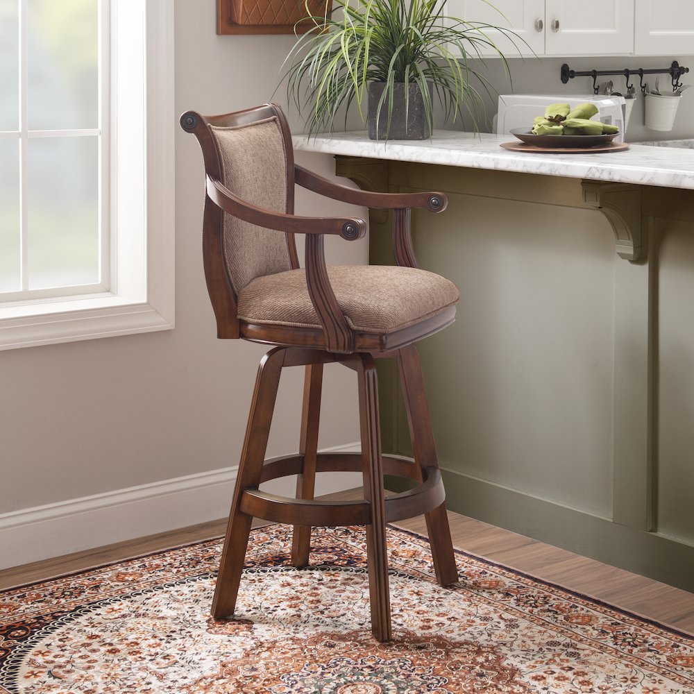 Brandon Warm Cherry Swivel Bar Stool. Picture 4