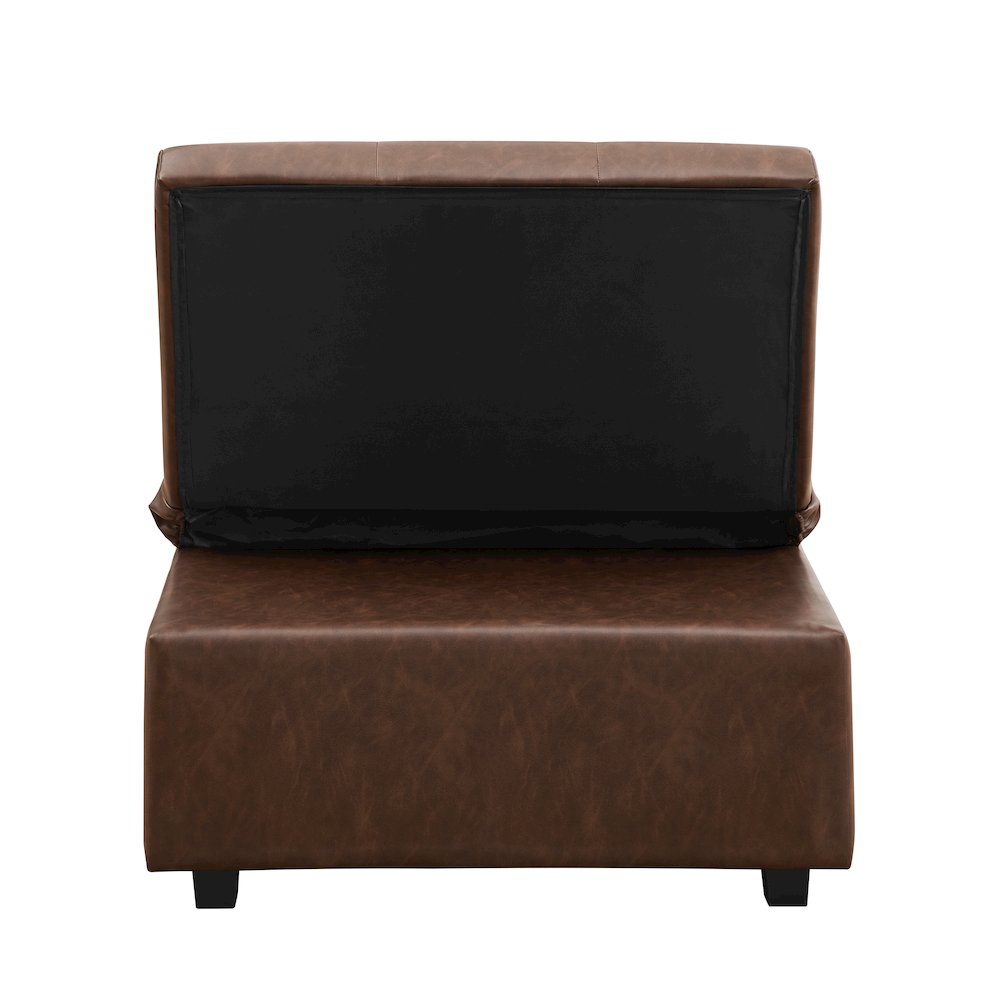 Boone Sofa Bed, Brown Faux Leather. Picture 10