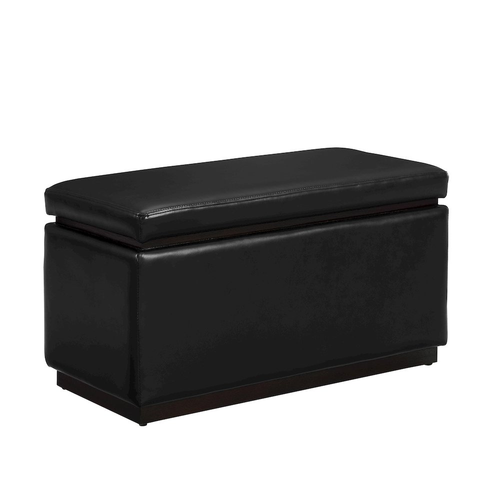 Blanche Rectangle Ottoman Black Pu. Picture 1