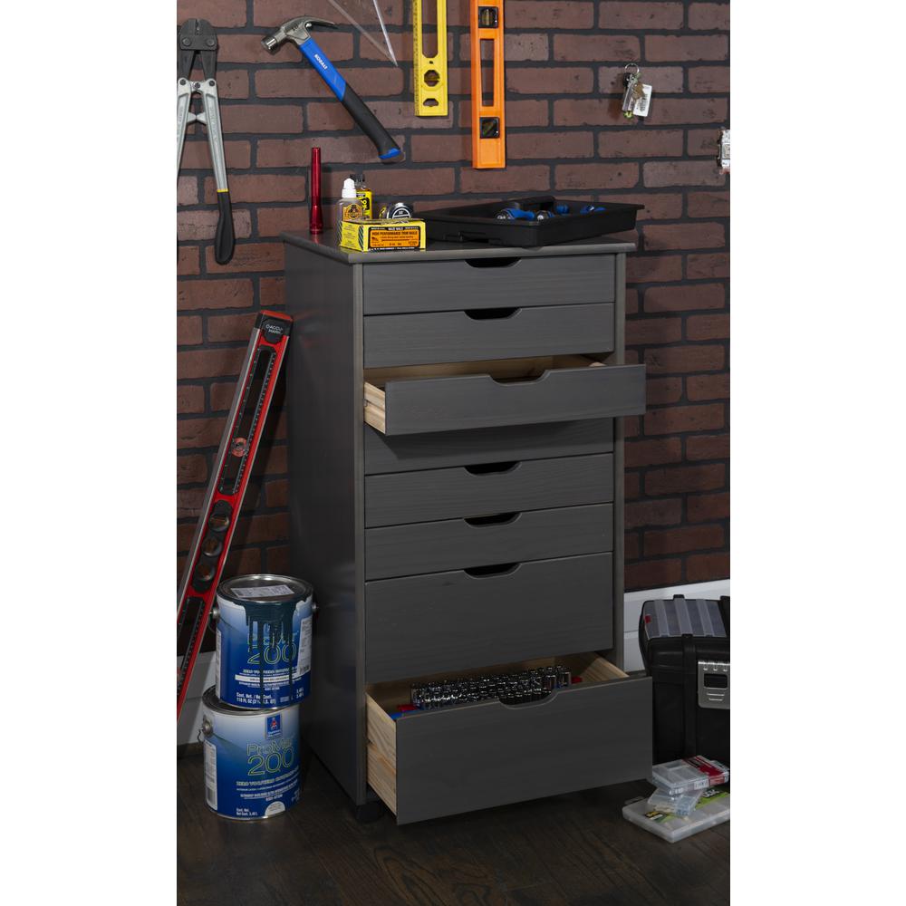 Cary Eight Drawer Rolling Storage Cart, Grey. Picture 11
