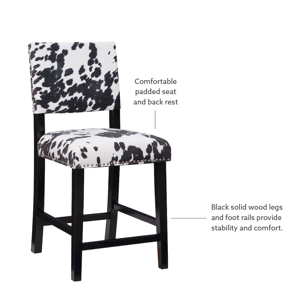 Corey Black Cow Print Counter Stool. Picture 10