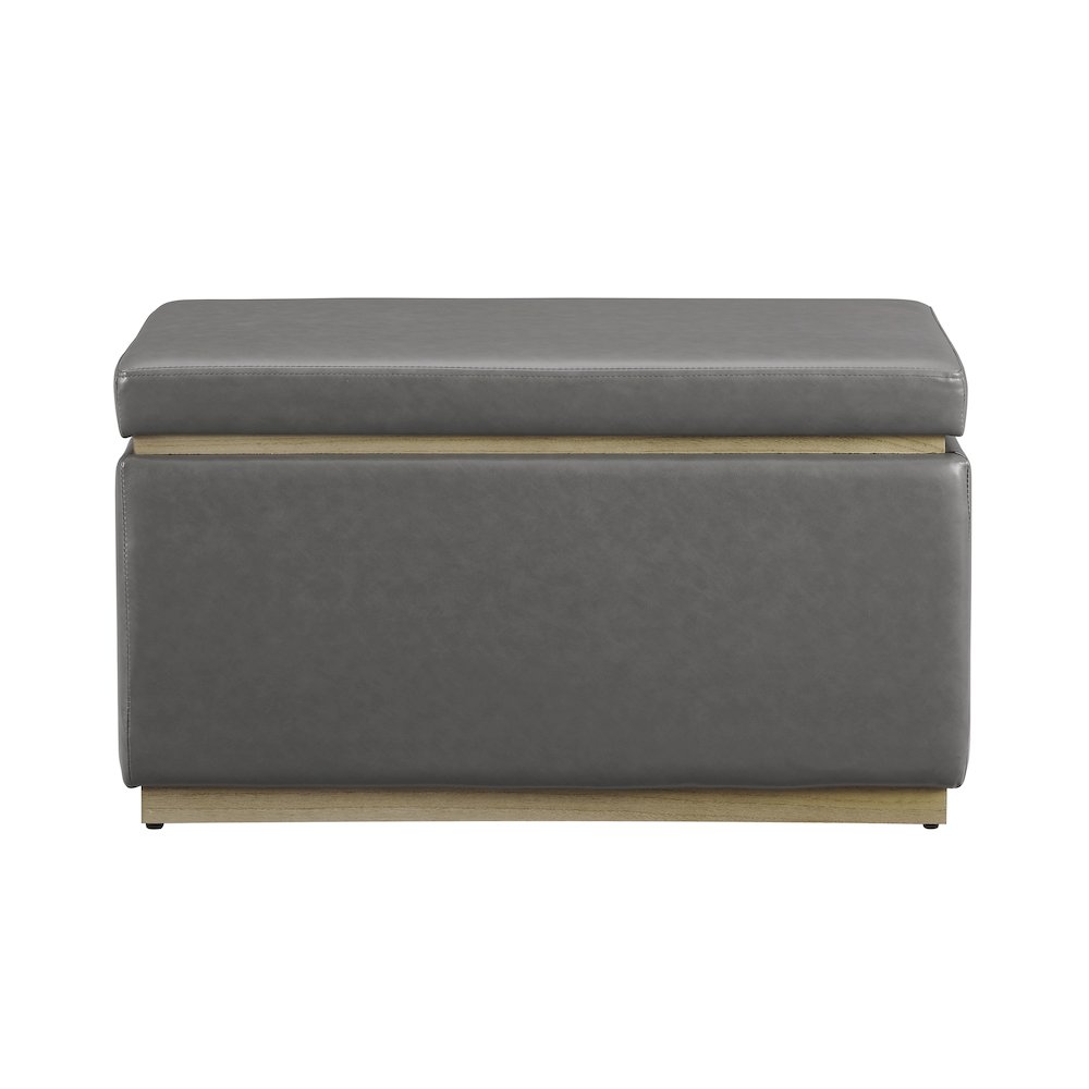 Blanche Rectangle Ottoman Grey Pu. Picture 3