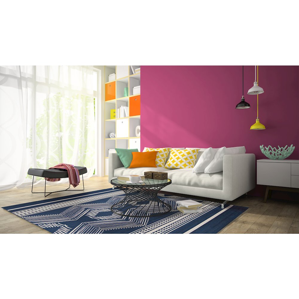 Outdoor Washable Boynton Navy & Ivory 7' X 9', Rug. Picture 1