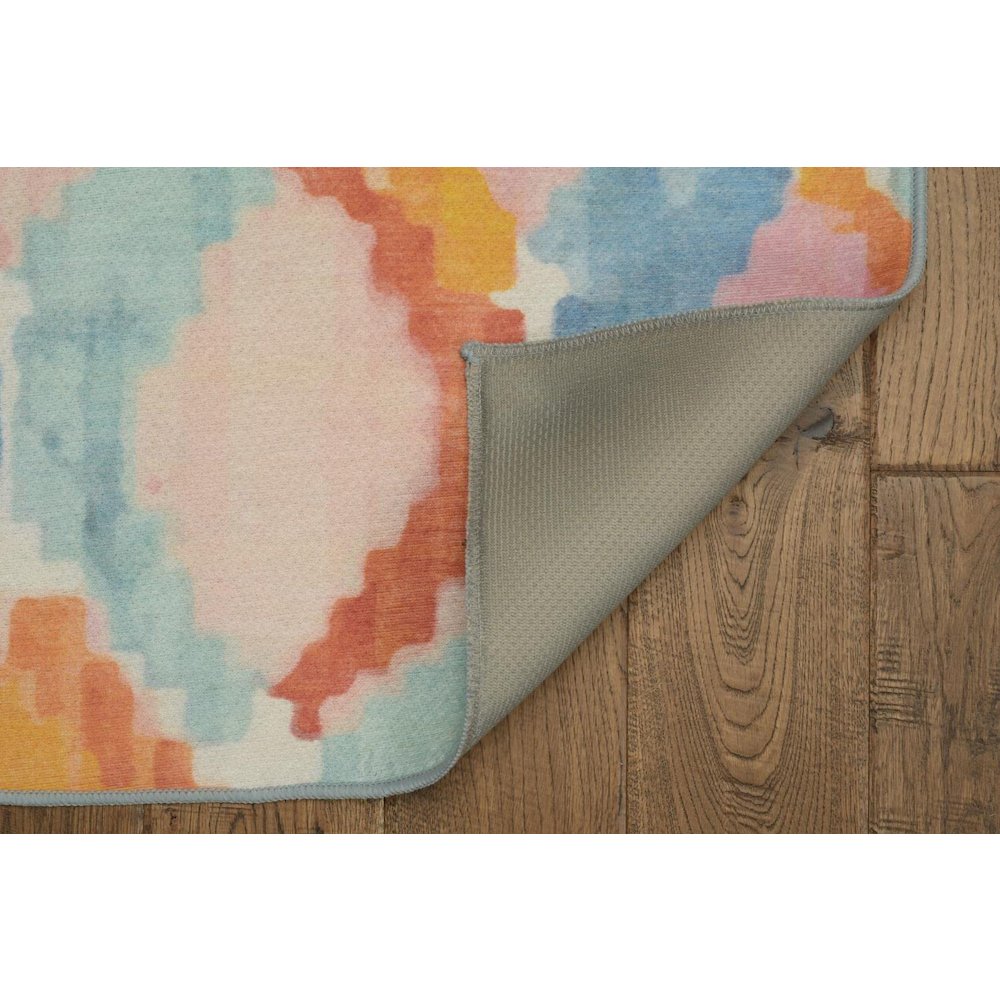 Outdoor Washable Panama Aqua & Orange 2' X 3', Rug. Picture 6