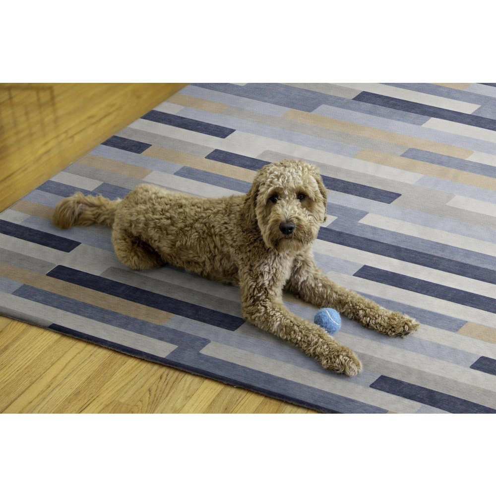 Outdoor Washable Miami Ivory & Blue 7' X 9', Rug. Picture 4