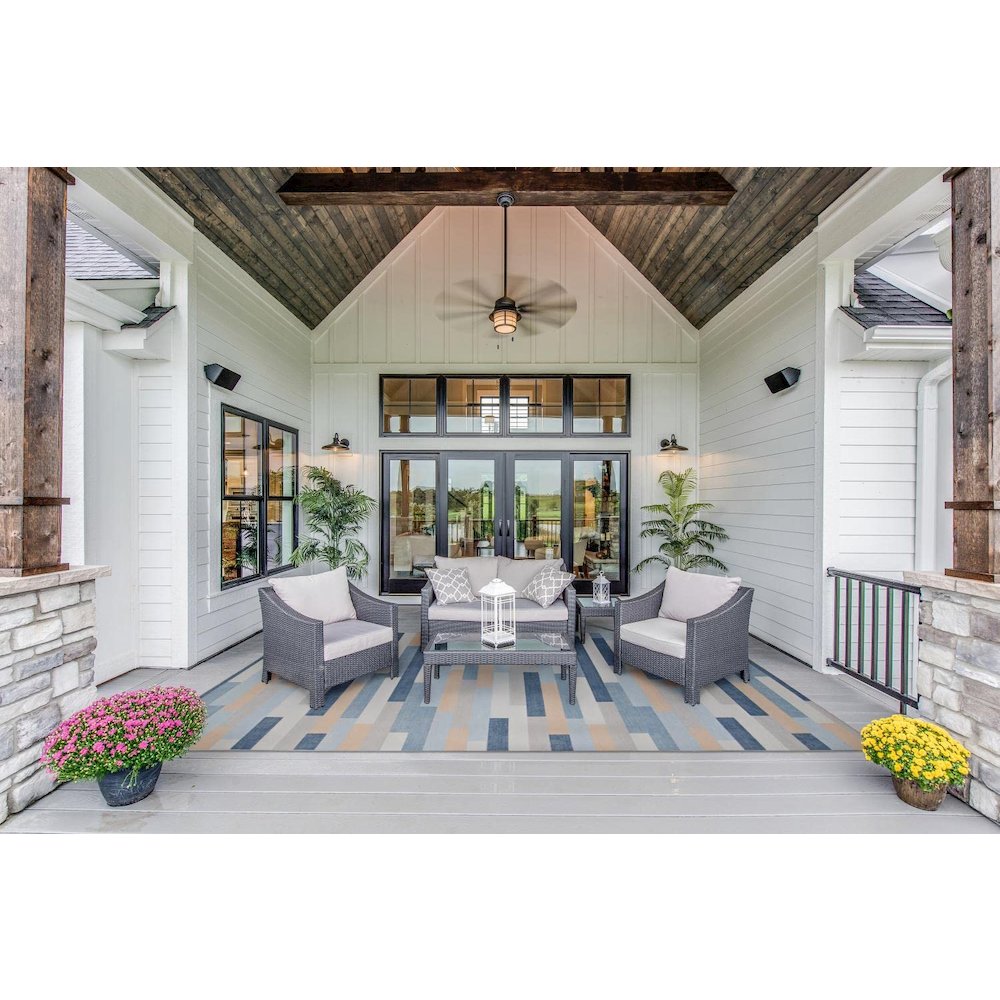 Outdoor Washable Miami Ivory & Blue 7' X 9', Rug. Picture 2