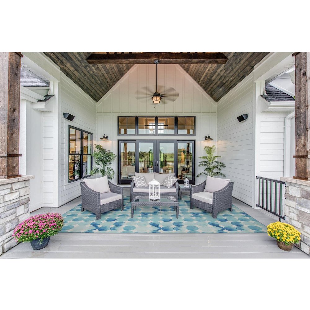 Outdoor Washable Lakeland Blue & Ivory 7' X 9', Rug. Picture 2