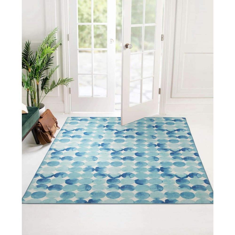 Outdoor Washable Lakeland Blue & Ivory 5' X7', Rug. Picture 3