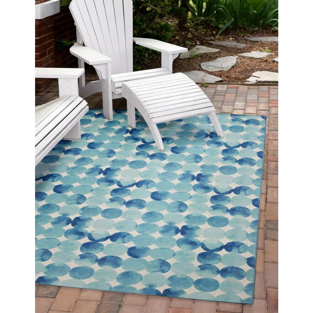 Outdoor Washable Lakeland Blue & Ivory 5' X7', Rug. Picture 2
