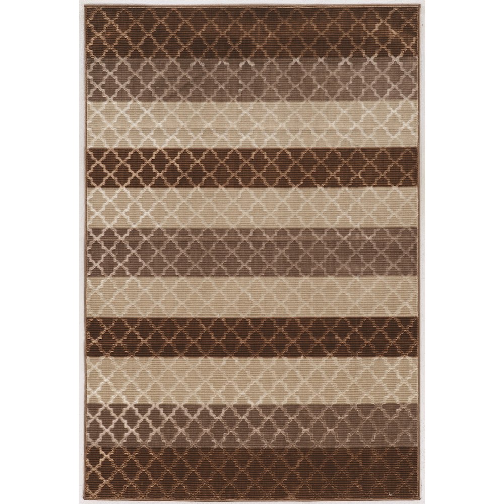 EvolutionTrellisStripesBeige&Brown 5x7.6, Rug. Picture 1