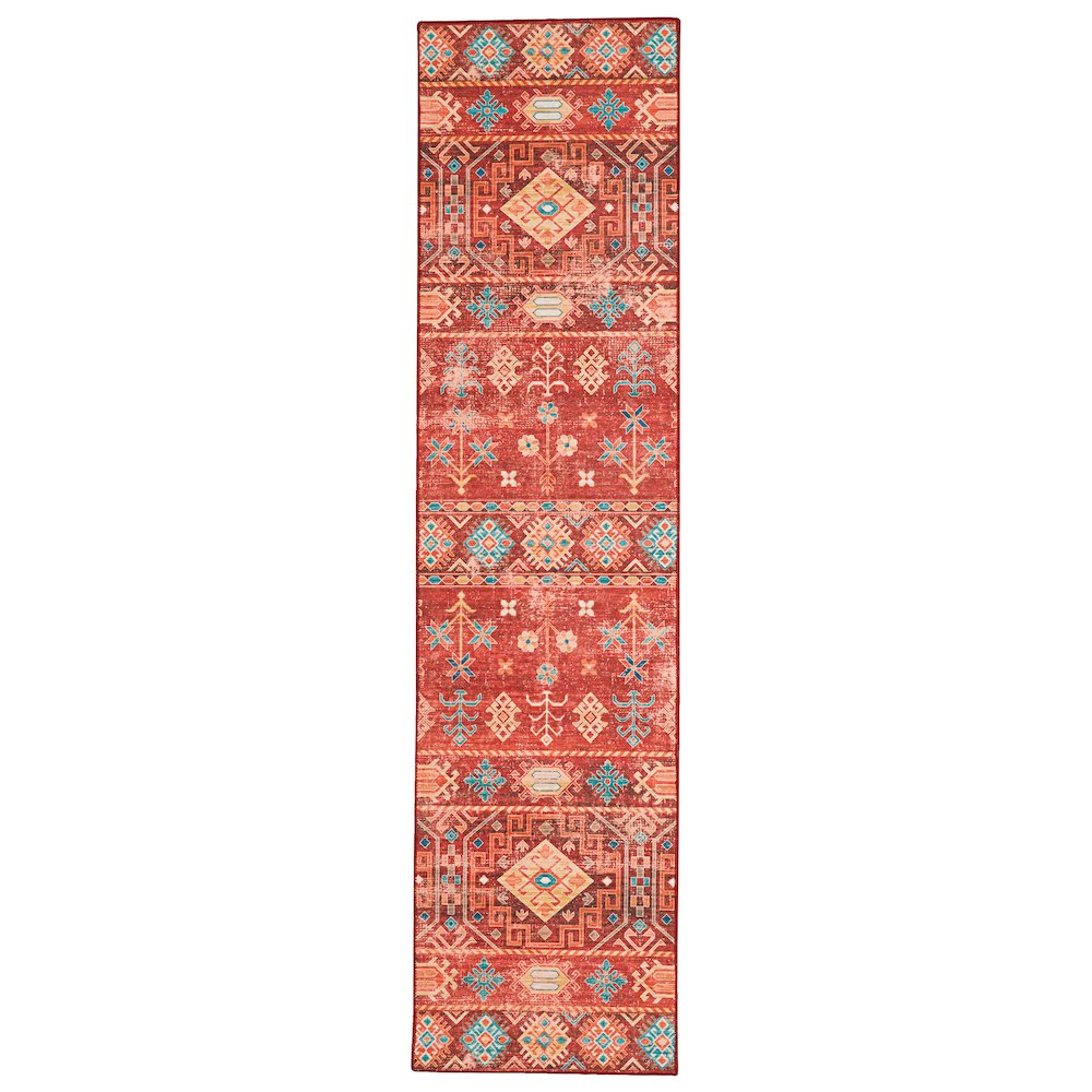 Washable Devlin Red/Ivory 2x8, Rug. Picture 1