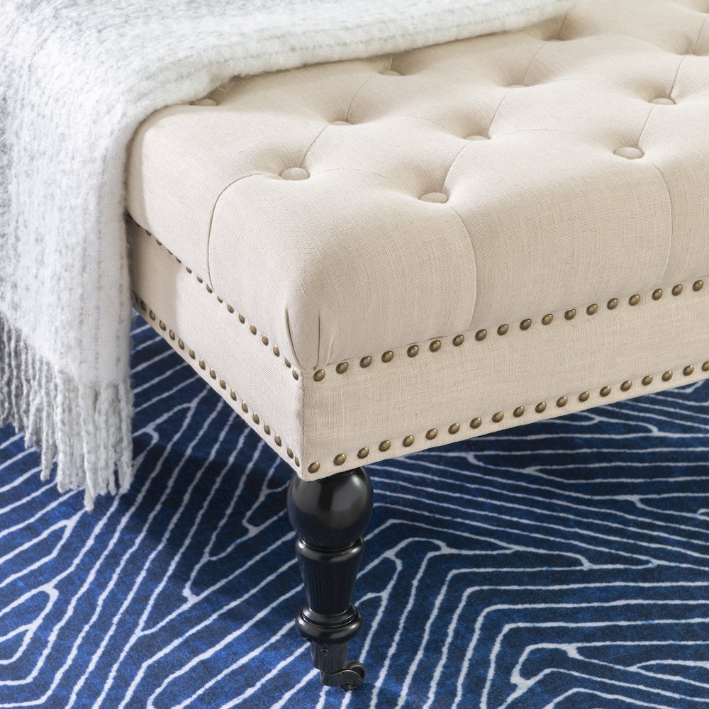Isabelle Natural Square Tufted Ottoman. Picture 3