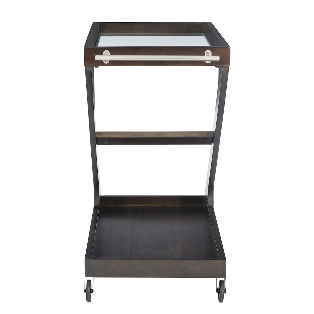Marlon Wood Rolling Bar Cart Umber. Picture 4