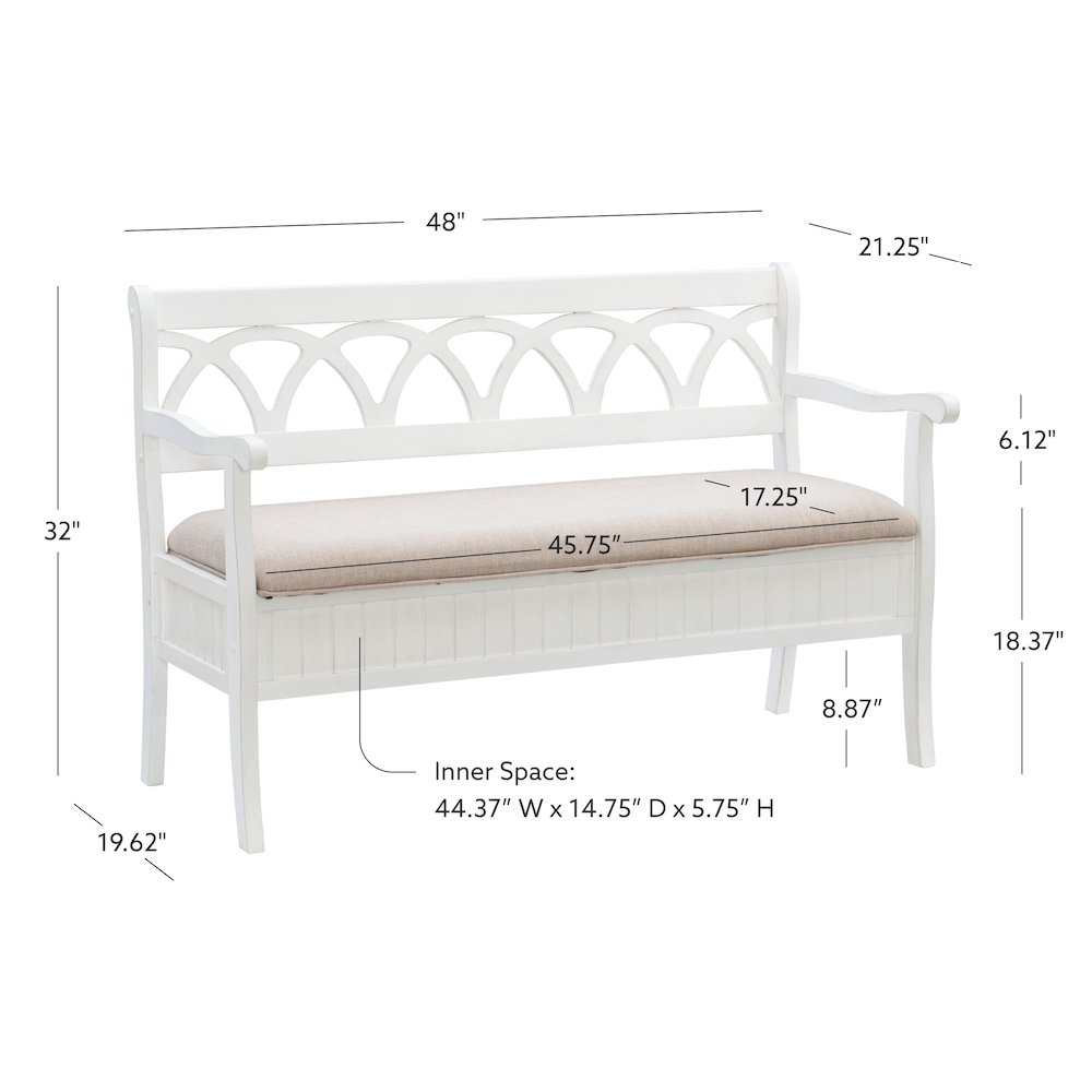 Elliana Storage Bench - White. Picture 18