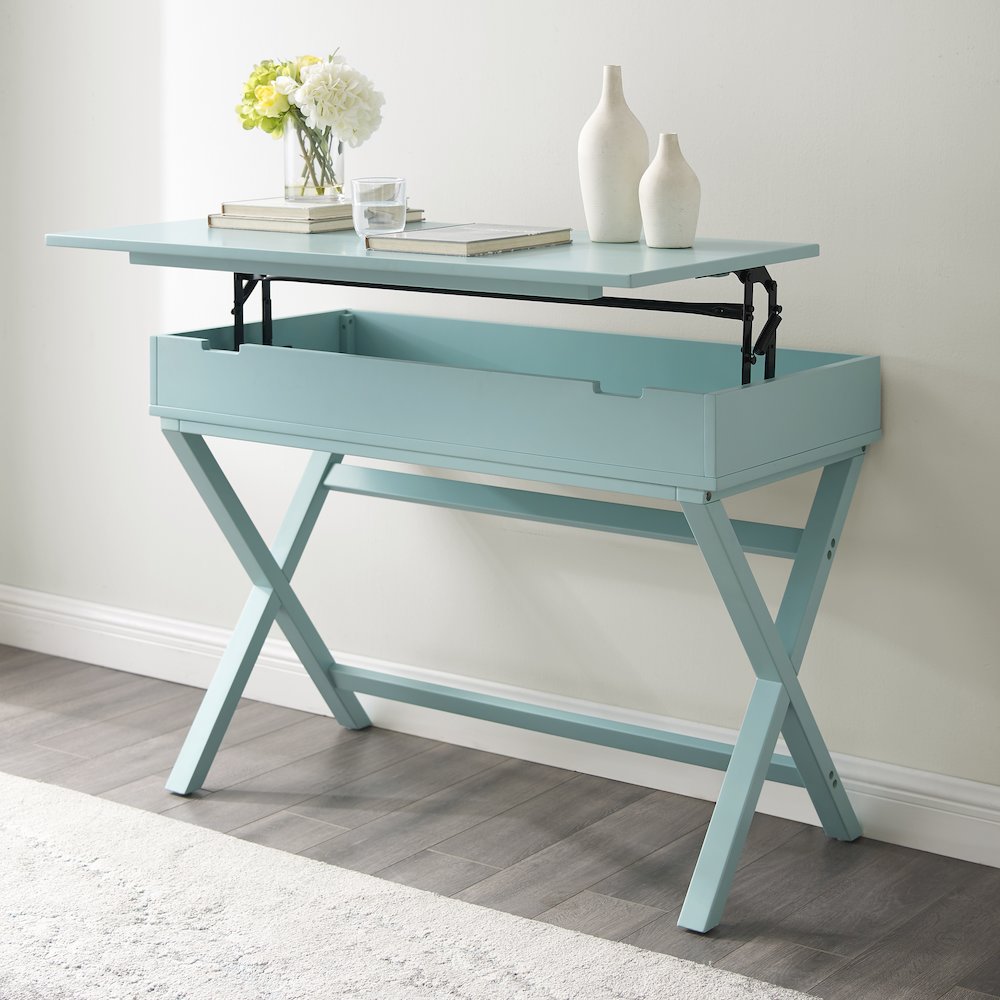 Peggy Lift Top Desk, Turquoise. Picture 4