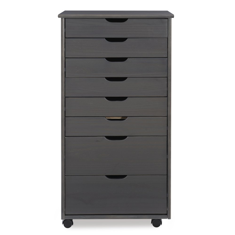 Cary Eight Drawer Rolling Storage Cart, Grey. Picture 2