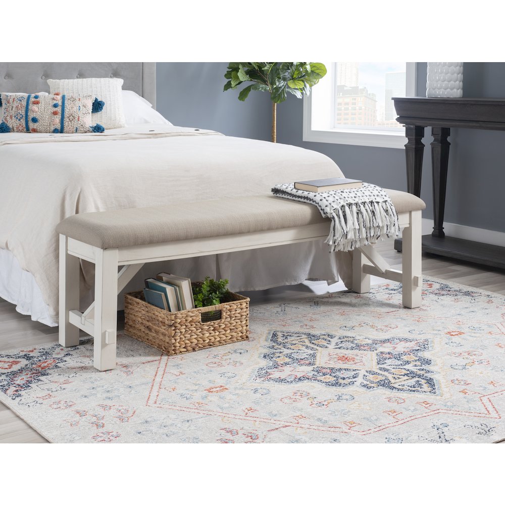 Turino Distressed White Bench. Picture 4