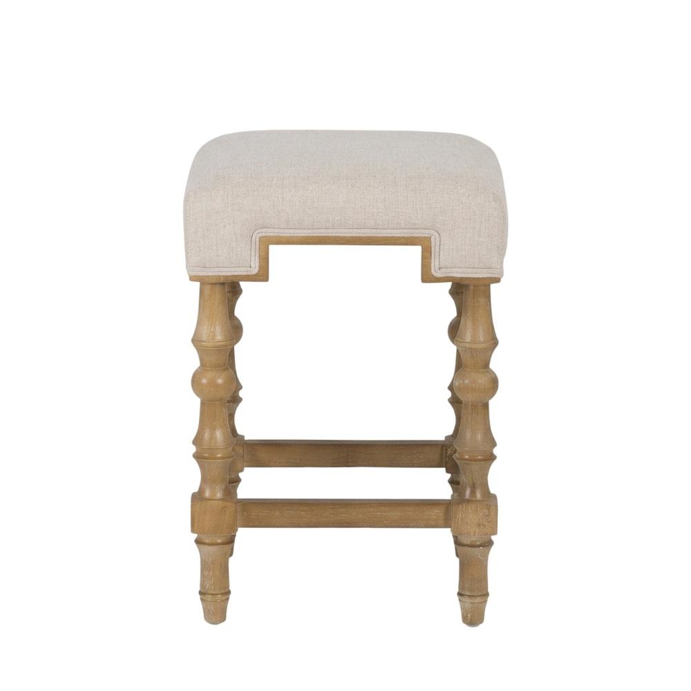 Backless Counter Stool in Brown with Elm Frame and Foam Fabric Seat. Picture 4