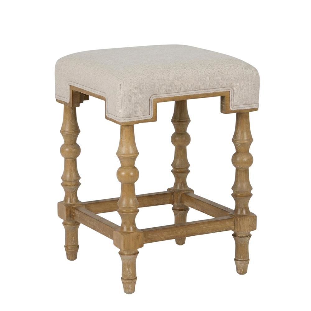 Backless Counter Stool in Brown with Elm Frame and Foam Fabric Seat. Picture 1