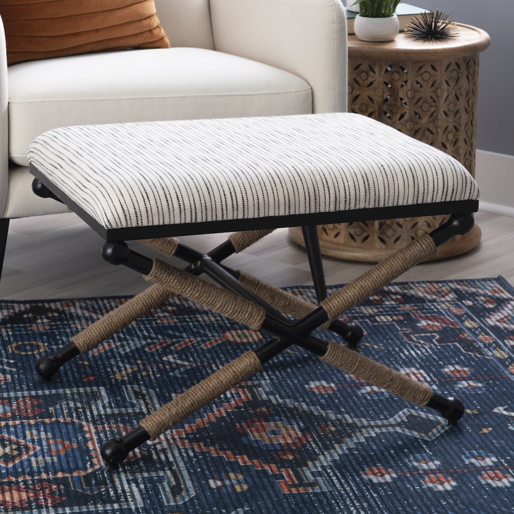 Ashburn Campaign Accent Stool Striped. Picture 3