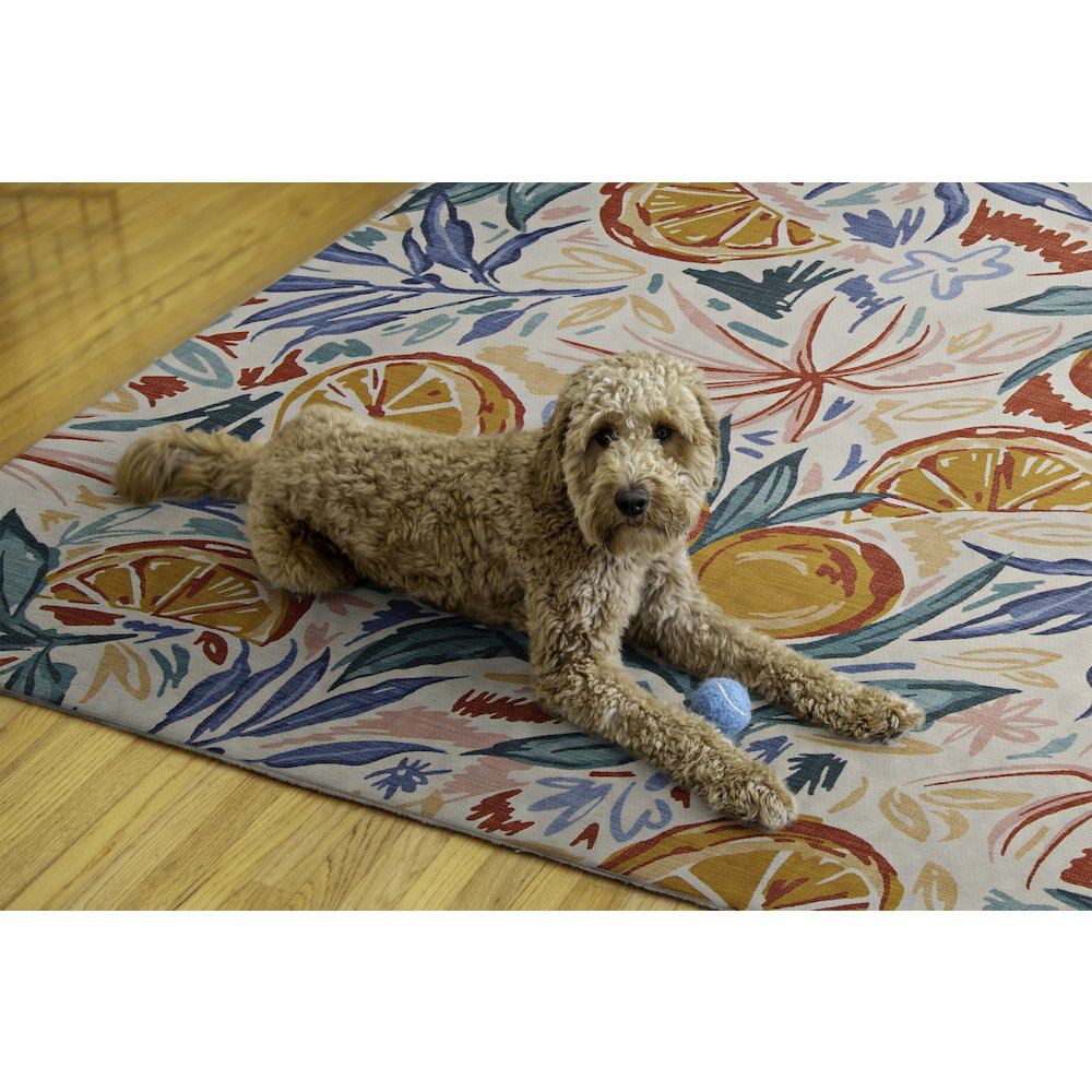 Outdoor Washable Pensacola Ivory & Orange 5' X7', Rug. Picture 2