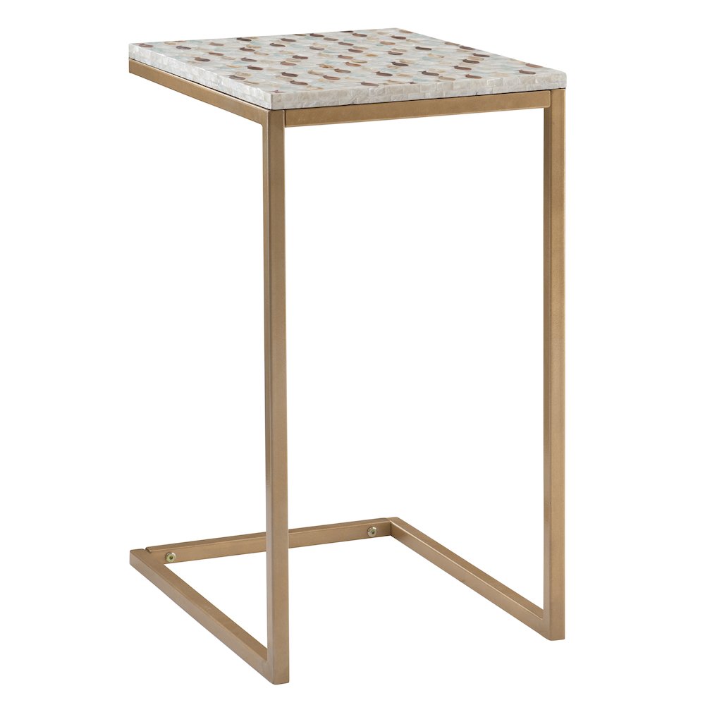 Priscille Capiz Fish Mosaic Accent C Table. Picture 8