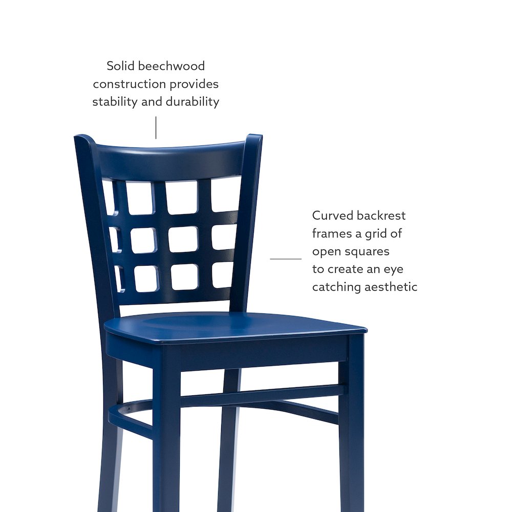 Lola Navy Counter Stool W Wood Seat. Picture 10