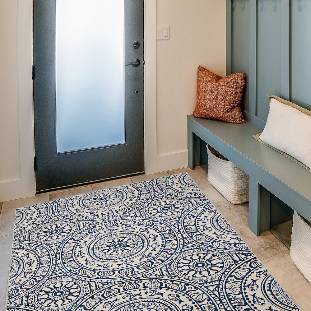 Outdoor Washable Ormond Smoke & Blue 3' X 5', Rug. Picture 1