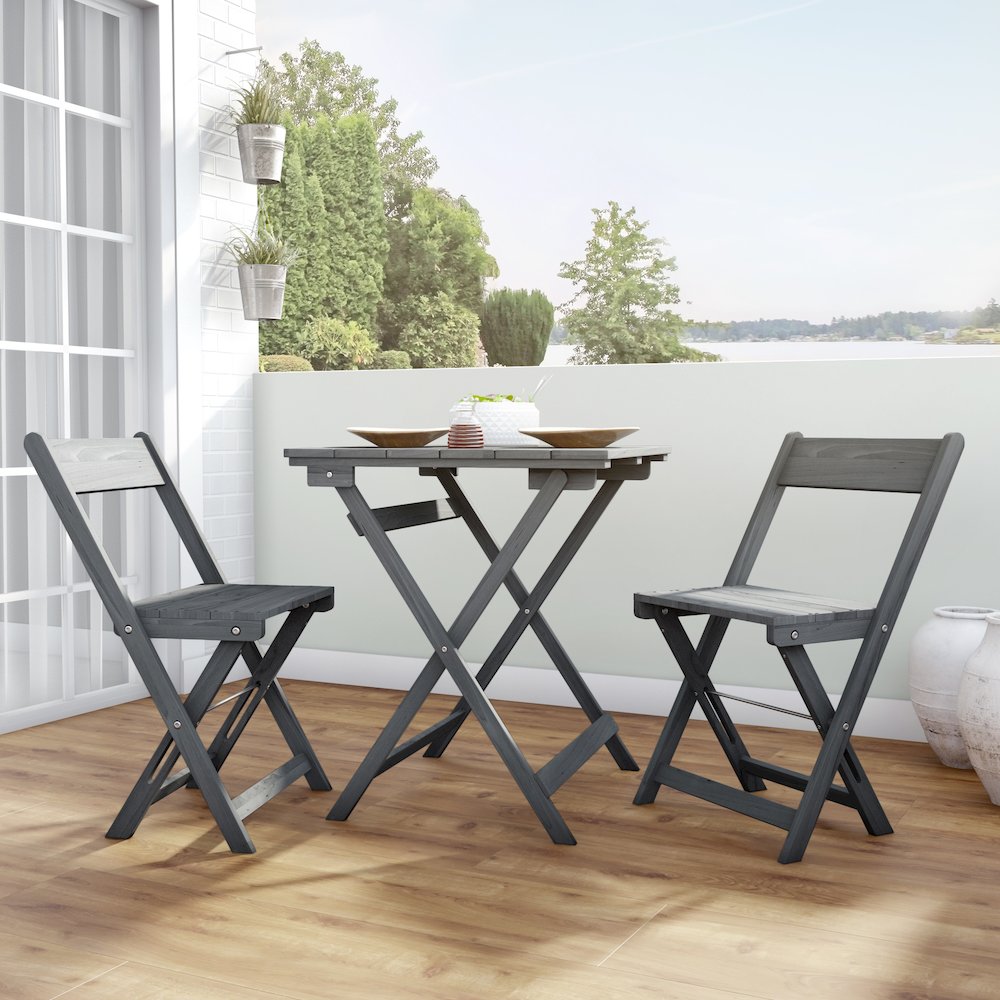 Rockport Gray Three Piece Square Table Set. Picture 4