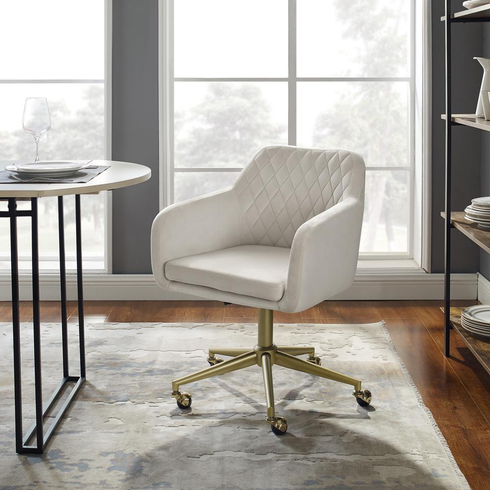 Imogen Quilted Office Chair Off White. Picture 4