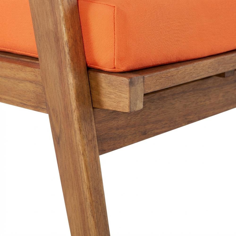 Acacia Fabric Outdoor Chat Set with Foam Cushions and Ambient Brown Finish. Picture 10