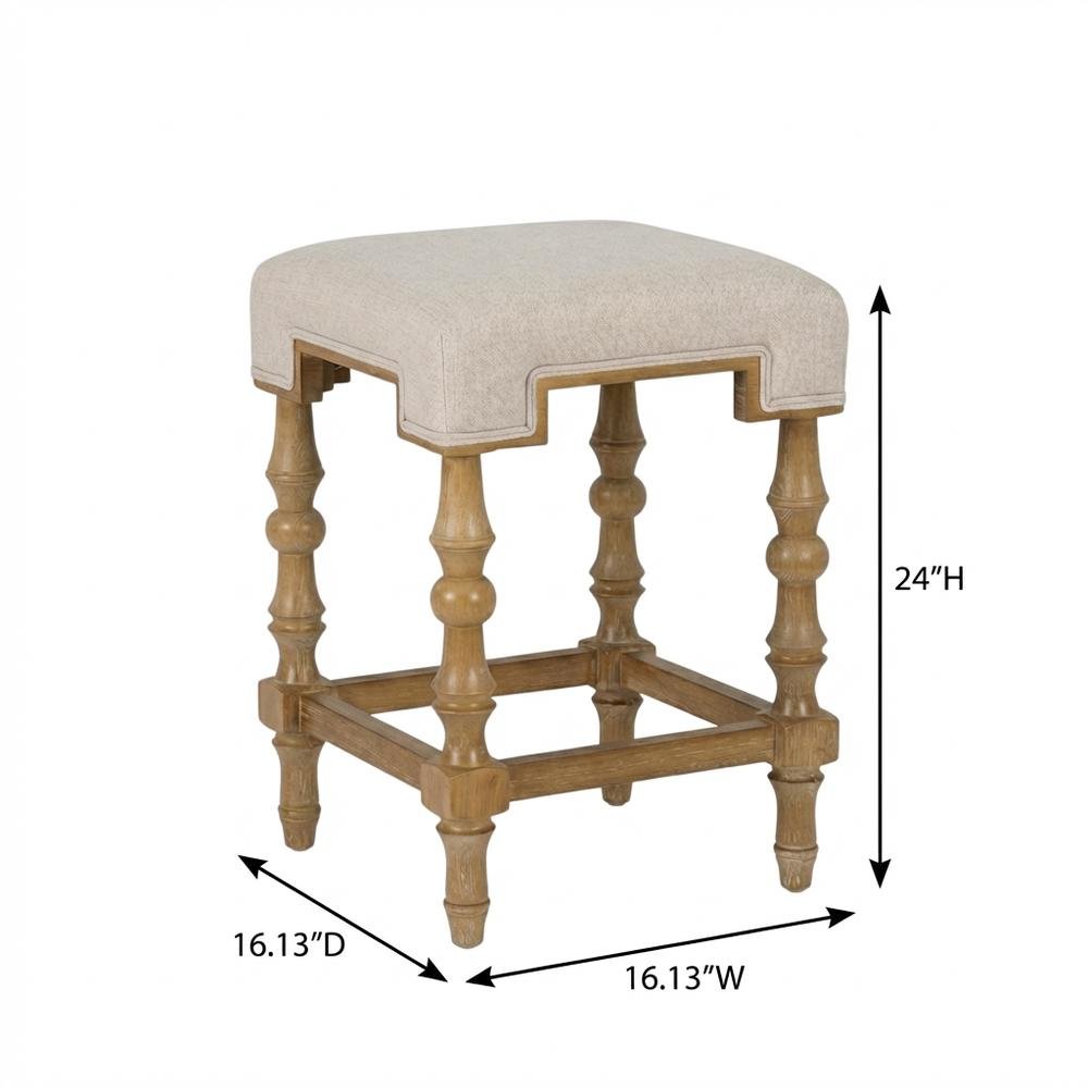 Backless Counter Stool in Brown with Elm Frame and Foam Fabric Seat. Picture 5
